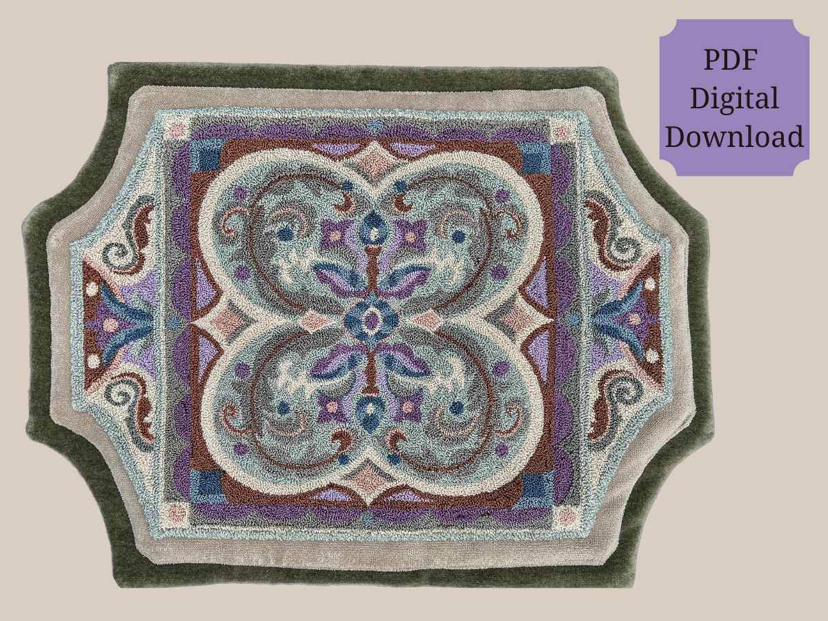 Misty  Lavender- PDF Punch Needle Pattern Digital Download, by Orphaned Wool. This beautiful five page download pattern is a lovely sizable design, perfect for those looking to create a statement piece of art. Copyright © 2023 Kelly Kanyok -All Rights Reserved
