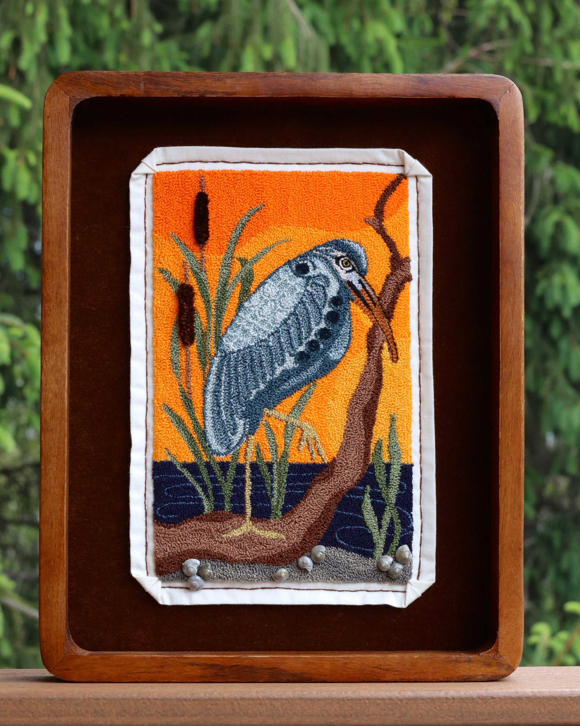 Sunset Heron -coastal bird pattern for fiber artists- design by Kelly Kanyok / Orphaned Wool