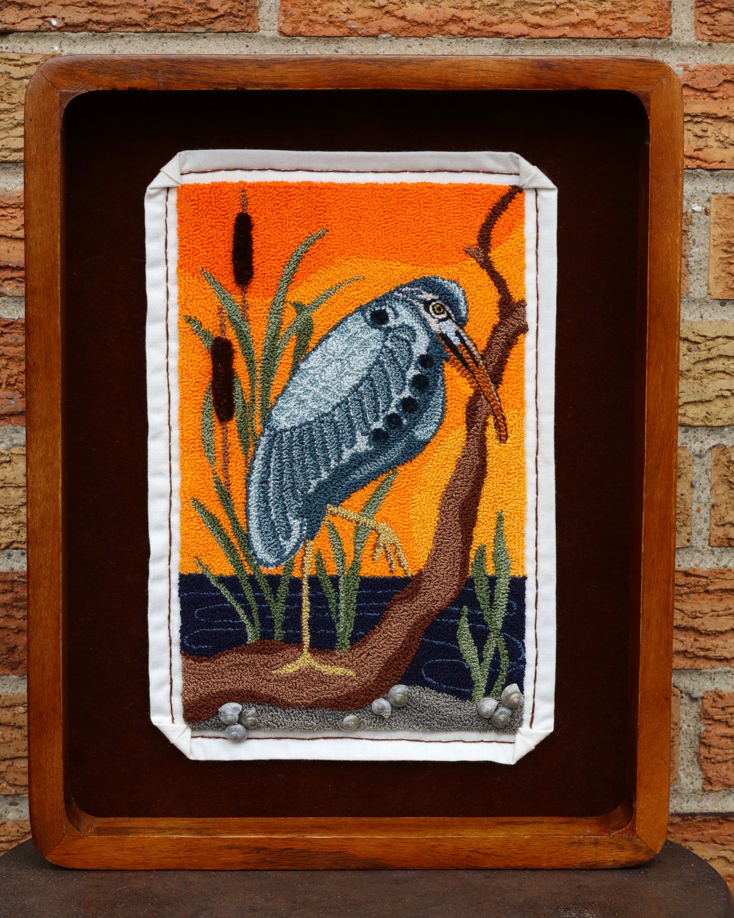 Sunset Heron -coastal bird pattern for fiber artists- design by Kelly Kanyok / Orphaned Wool