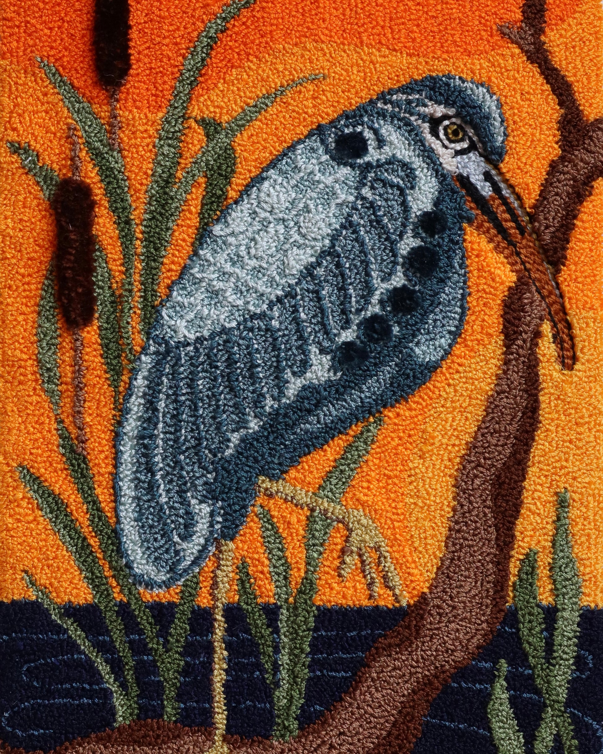 Sunset Heron -coastal bird pattern for fiber artists- design by Kelly Kanyok / Orphaned Wool