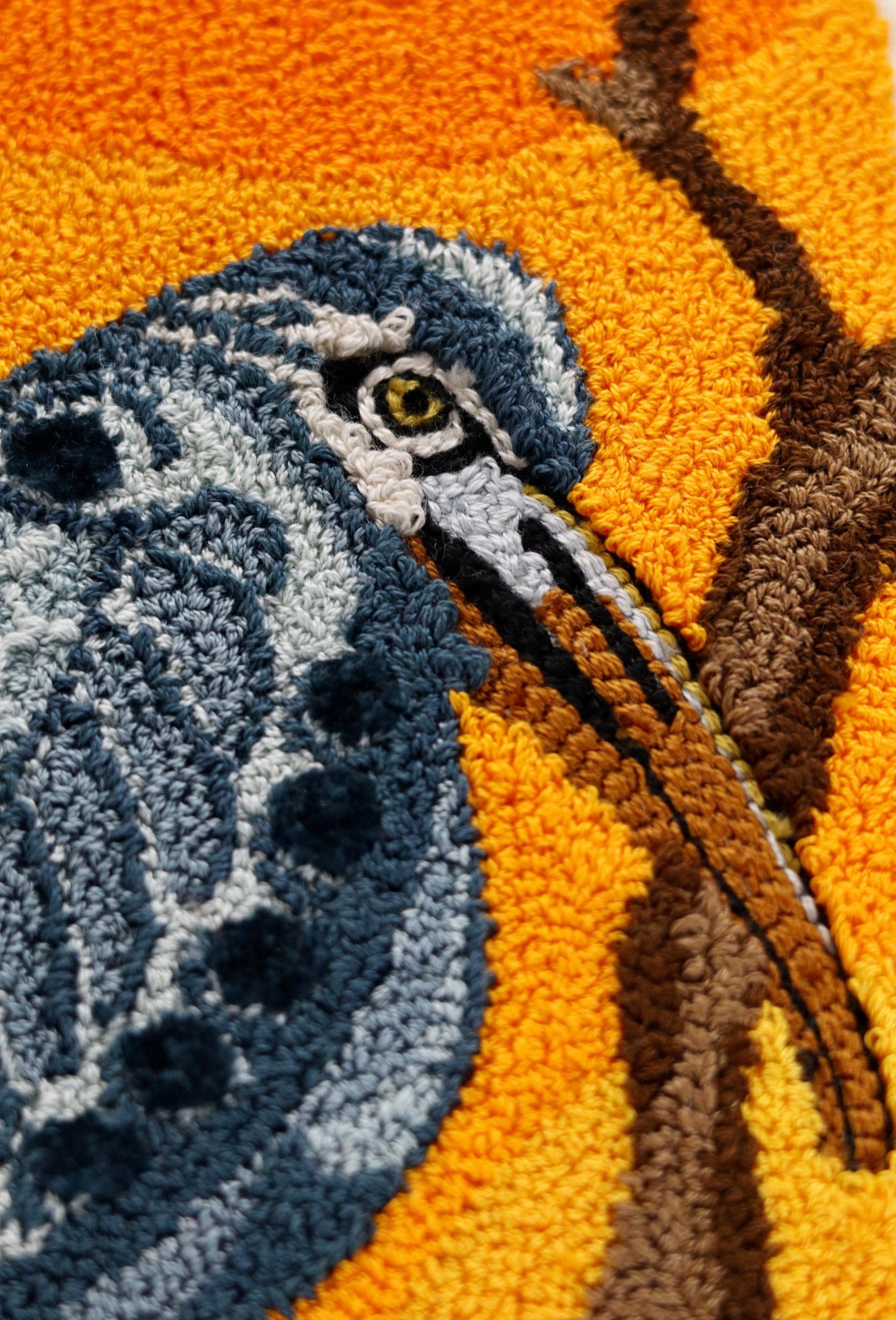 Sunset Heron -coastal bird pattern for fiber artists- design by Kelly Kanyok / Orphaned Wool