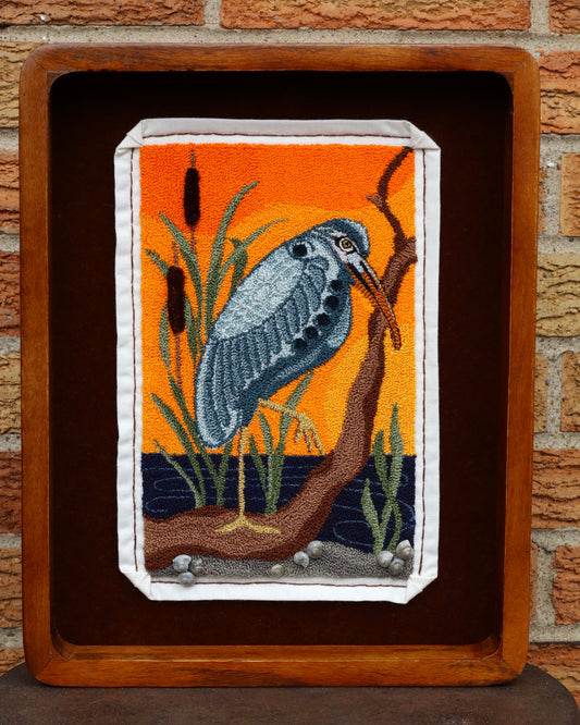 Sunset Heron Coastal Bird Design by Kelly Kanyok | Orphaned Wool -Fiber Artist PDF Pattern