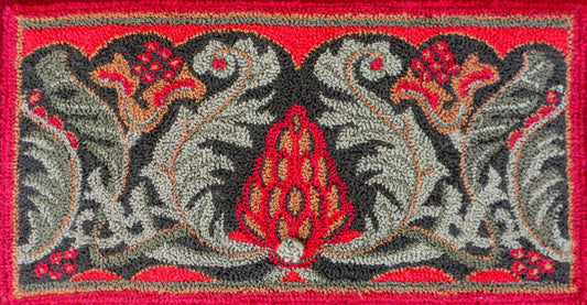 
Crimson & Evergreen botanical pattern by Orphaned Wool, featuring rich crimson flowers and evergreen foliage in a vintage-inspired seasonal design.