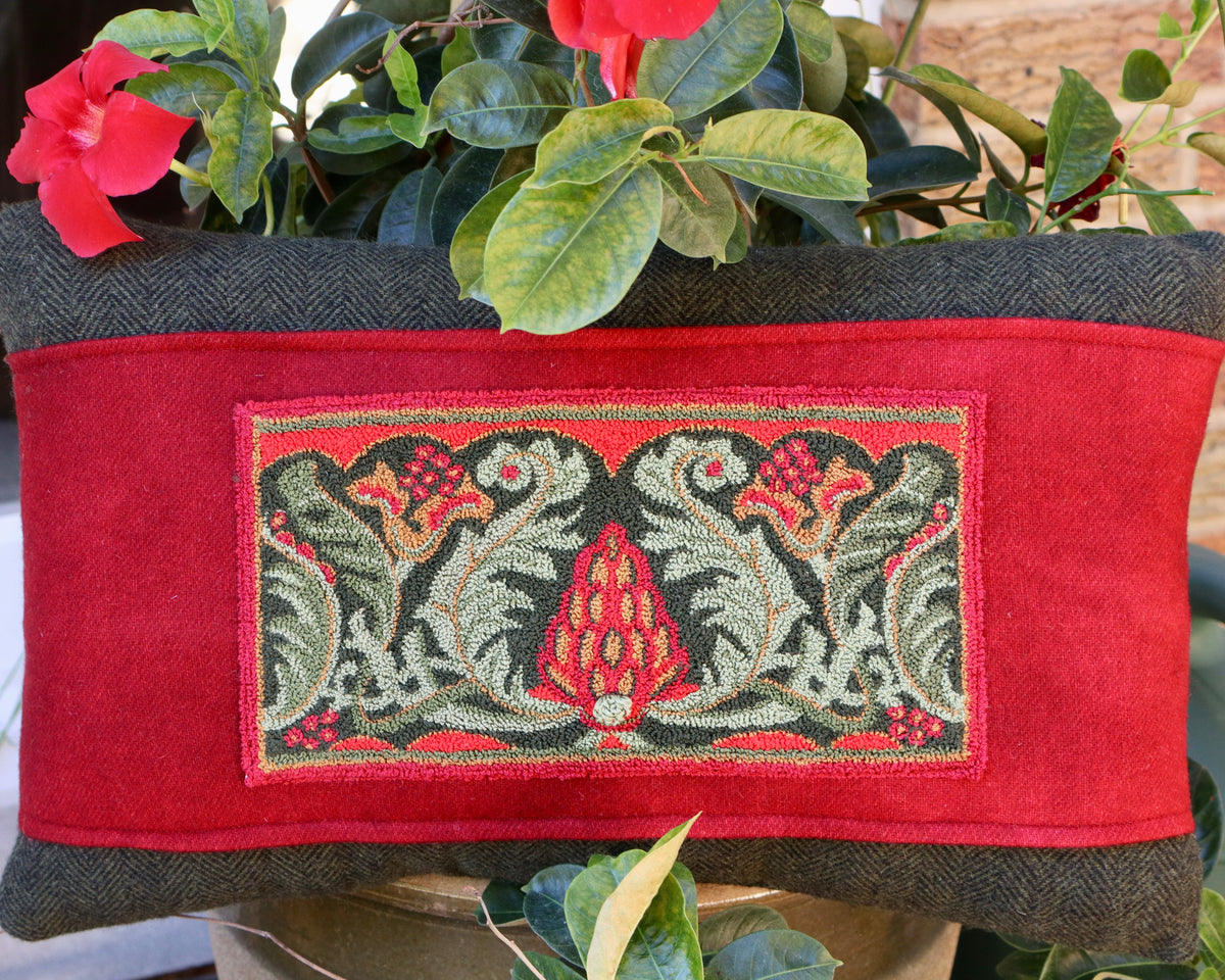 
Crimson & Evergreen botanical pattern by Orphaned Wool, featuring rich crimson flowers and evergreen foliage in a vintage-inspired seasonal design.