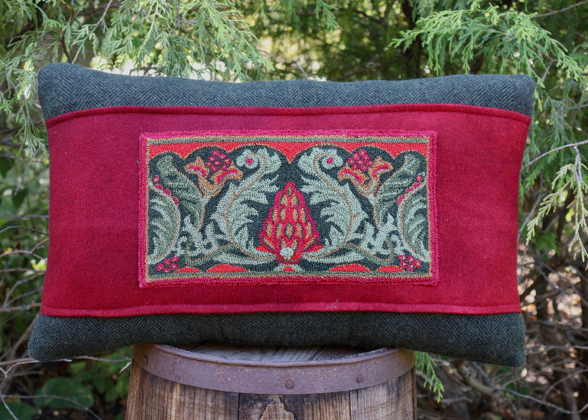
Crimson & Evergreen botanical pattern by Orphaned Wool, featuring rich crimson flowers and evergreen foliage in a vintage-inspired seasonal design.