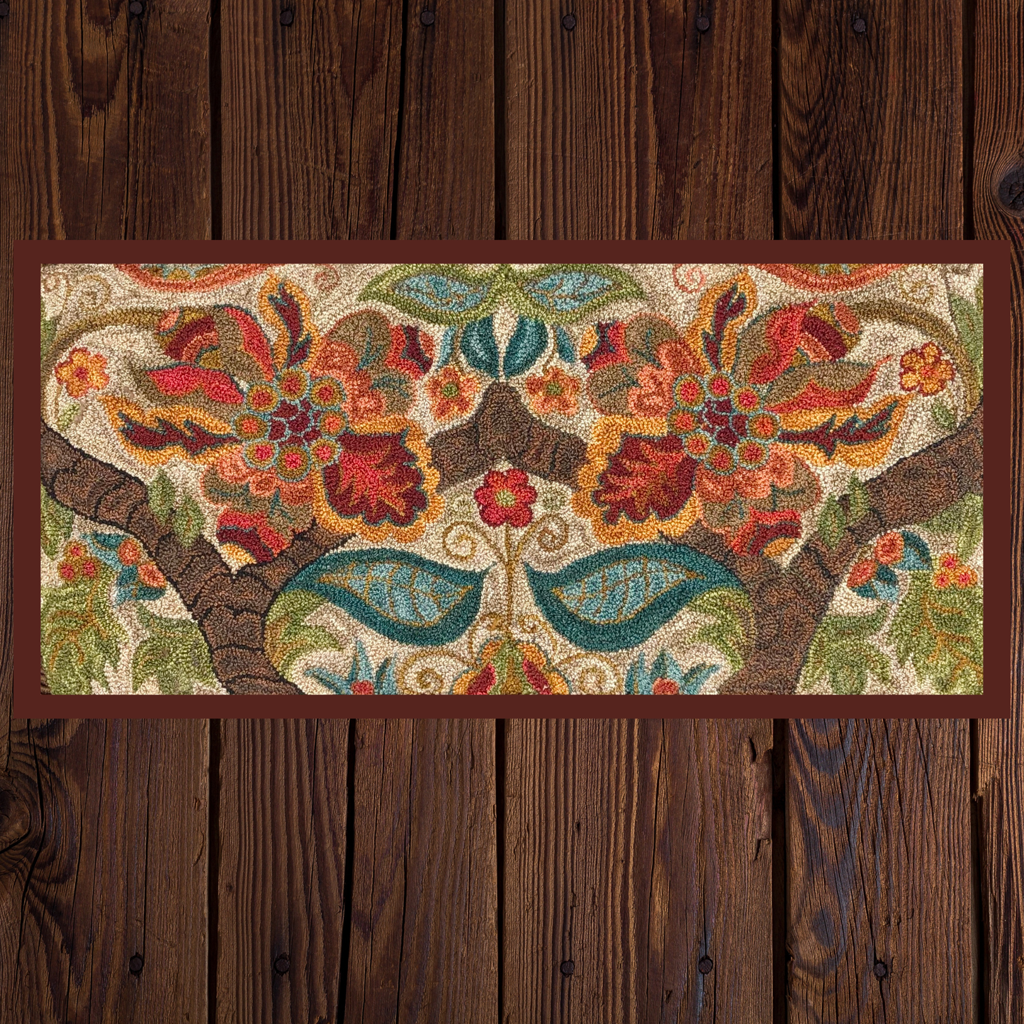 Flourish 1632- Punch Needle Pattern, Paper and Cloth Patterns available. Floral design, by Orphaned Wool