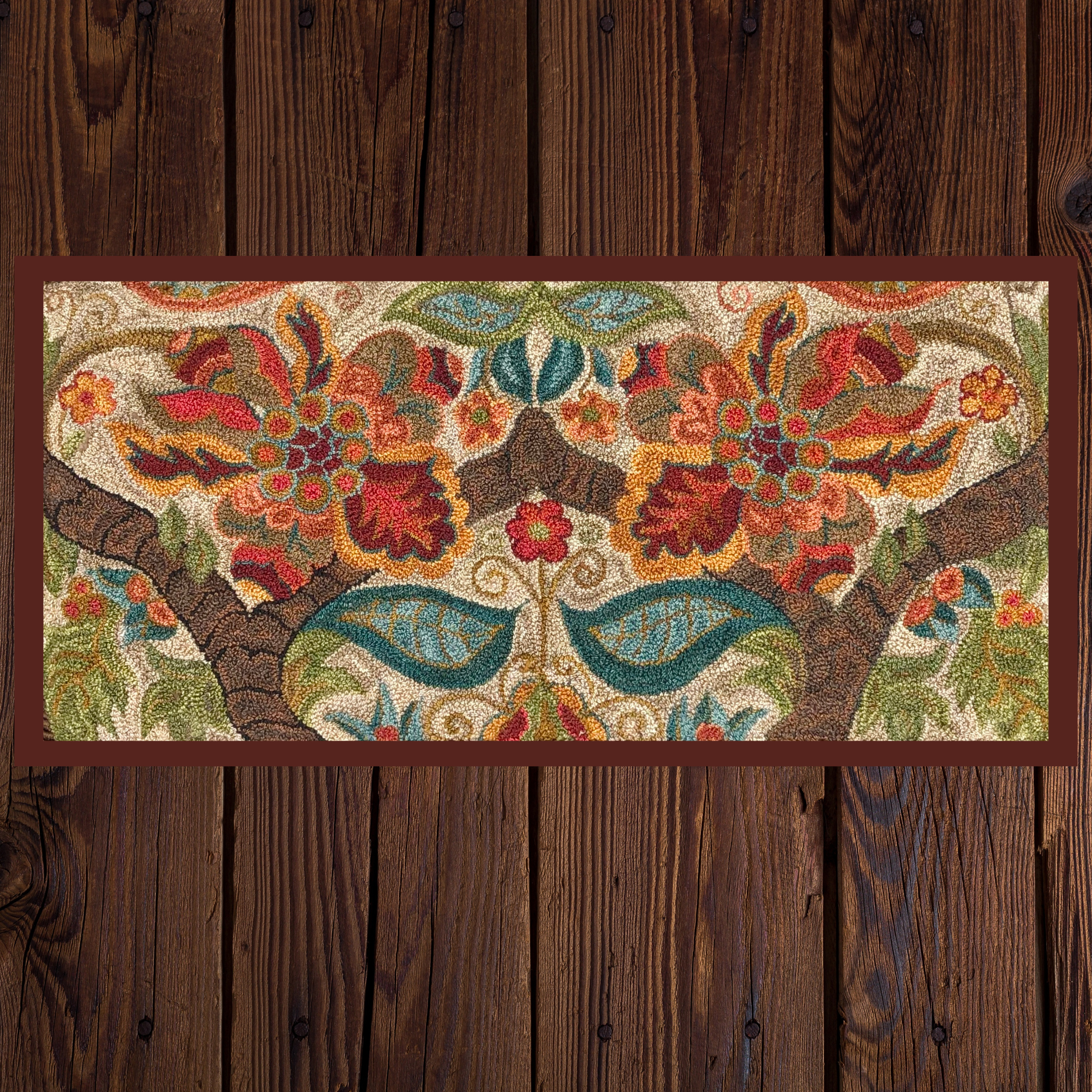 Flourish 1632- Punch Needle Pattern, Paper and Cloth Patterns available. Floral design, by Orphaned Wool