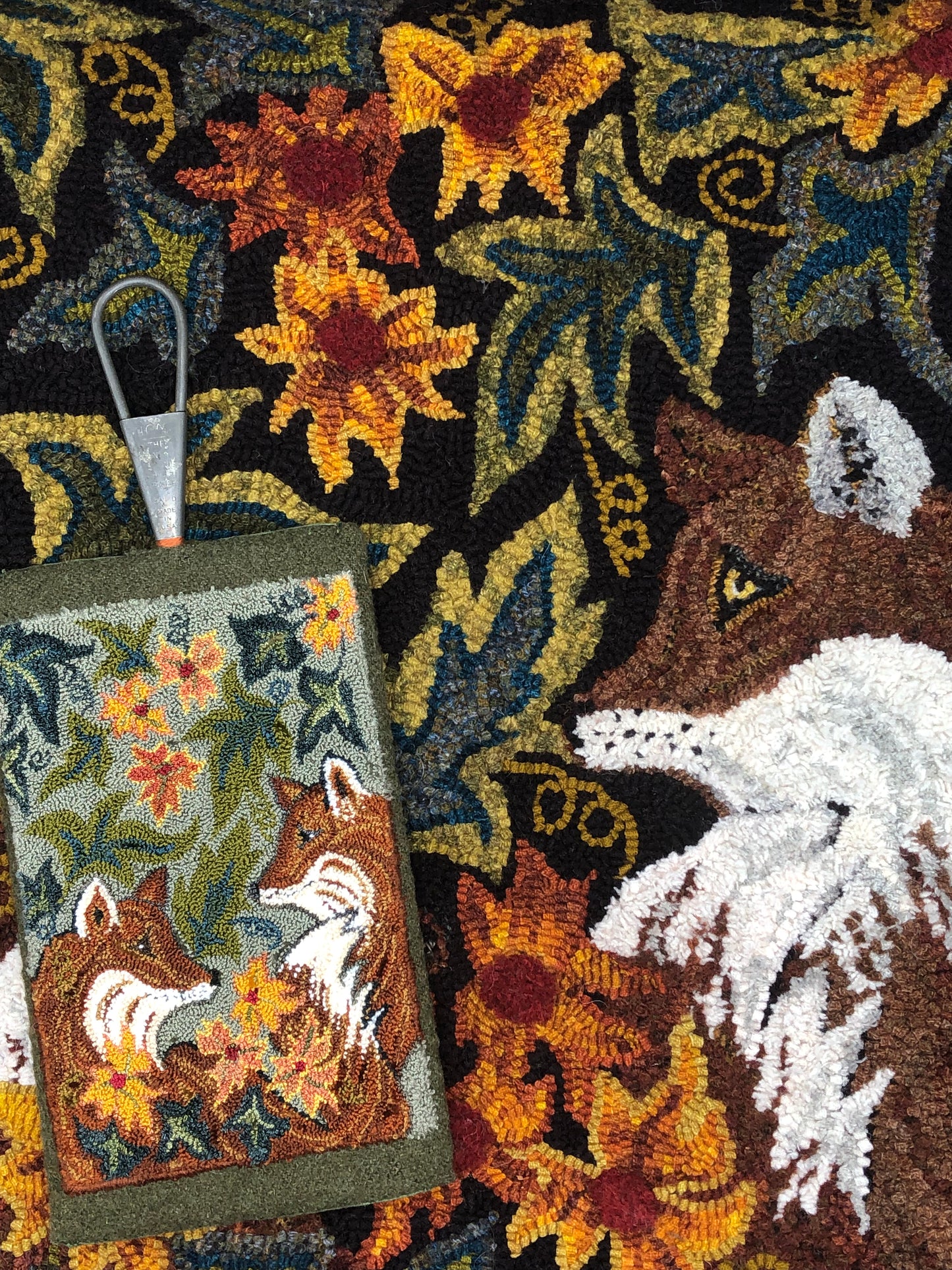 Together -PDF Digital Download Punch Needle Pattern by Orphaned Wool. This sweet pattern of two foxes looking at each other lovingly is perfect for anyone that enjoy the beauty of a fox, This pattern includes all the color codes needed to recreate this exact design,