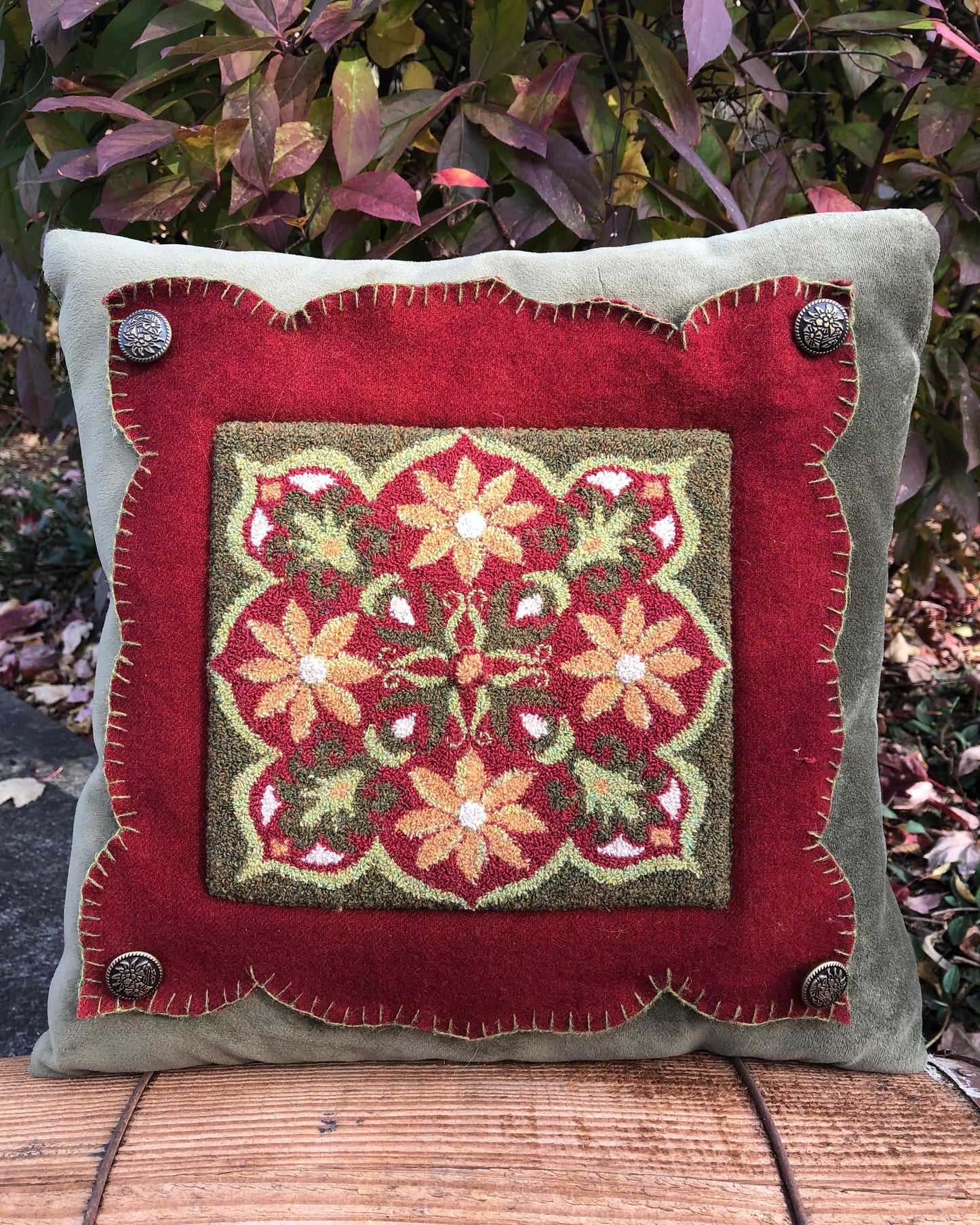 Serene- Punch Needle Pattern by Orphaned Wool . Patterns are available as Paper Punch Needle Patterns or Pattern on Weaver's Cloth Fabric. This is a lovely pattern to create a wall hanging or pillow design.