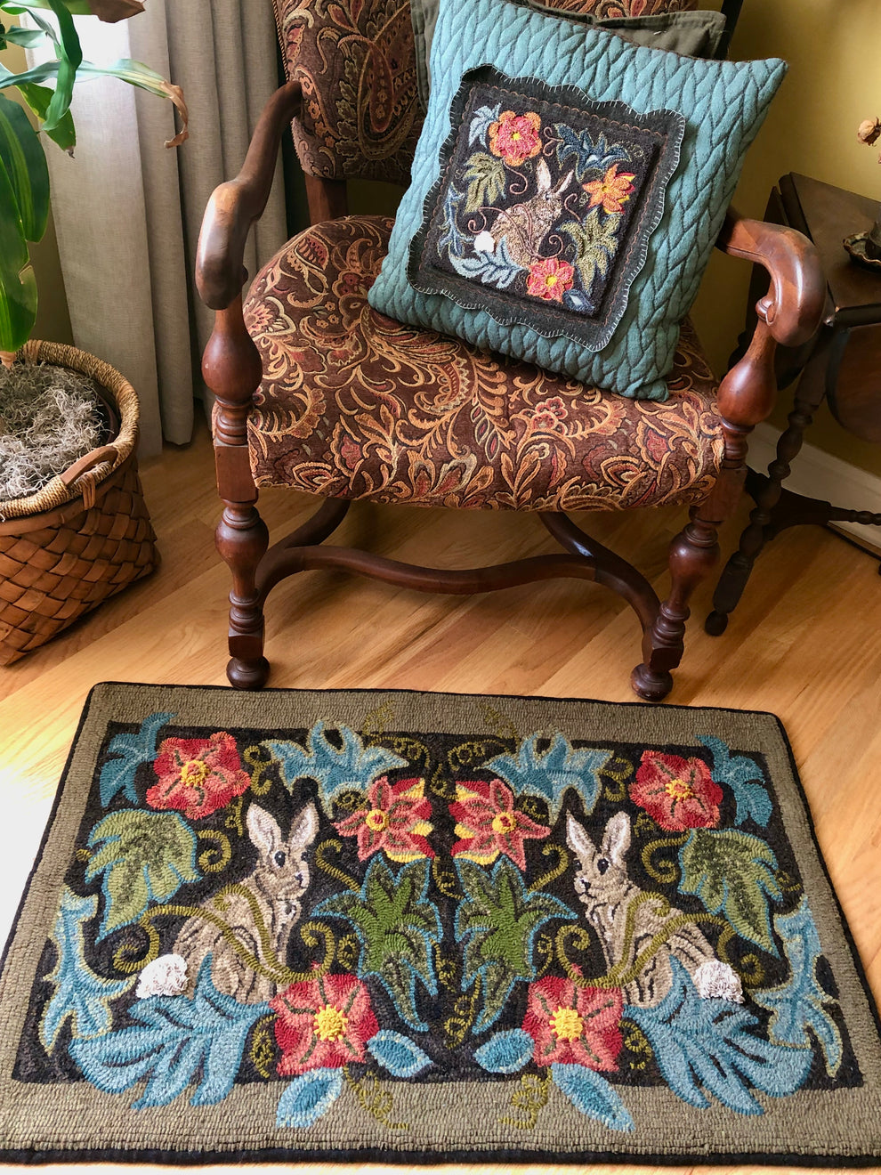 Rabbits in the Garden-Linen Rug Hooking Pattern – Orphaned Wool