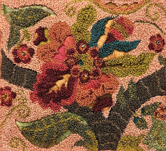 Flourish 1616- Rug Hooking Paper Pattern, Floral design, by Orphaned Wool