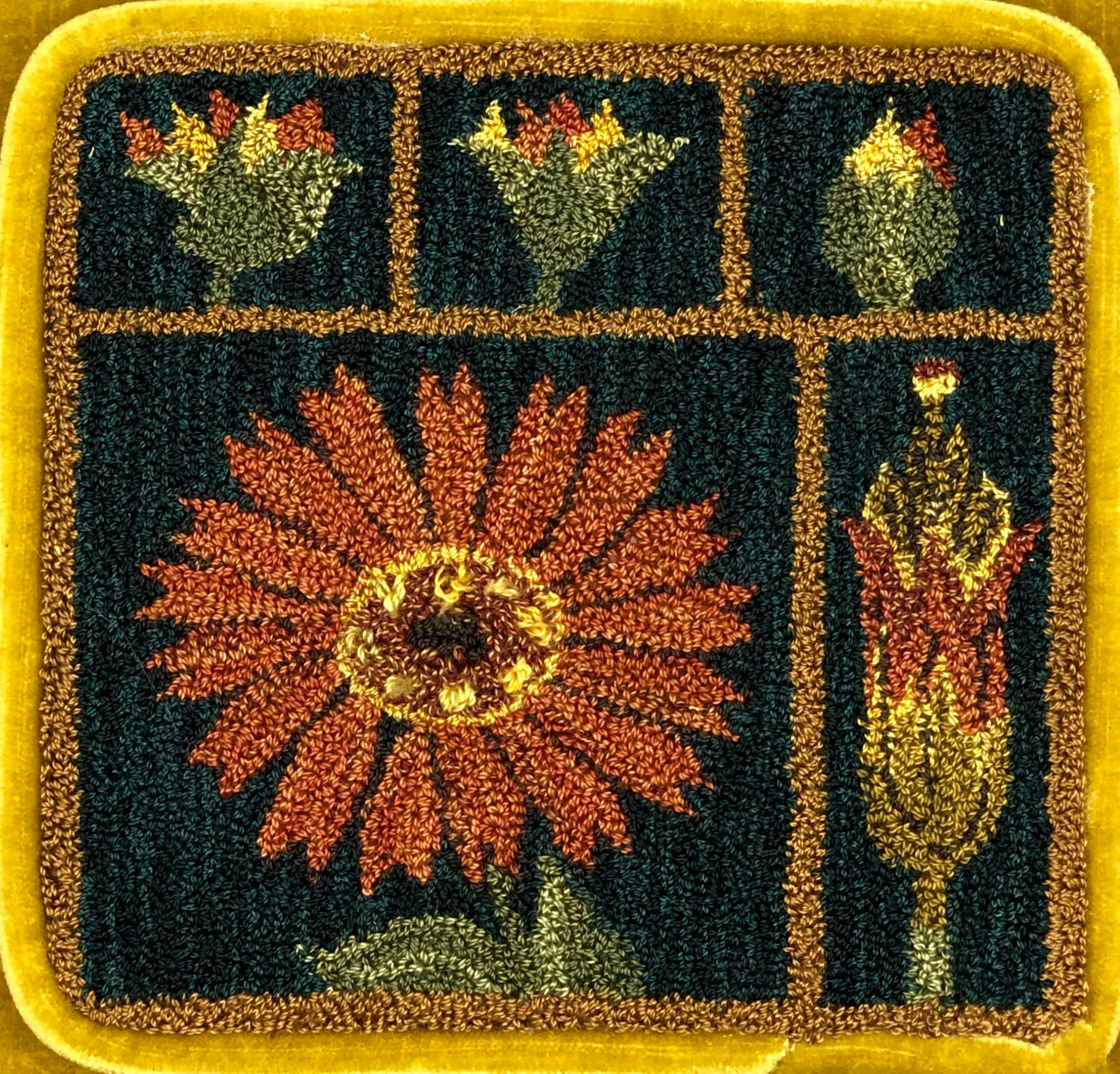Marigold Paper Rug Hooking or Rug Punching pattern is a beautiful botanical pattern by Orphaned Wool. The Paper Rug Hooking pattern are designed to be enlarged to allow for you to choose a custom size pattern.
