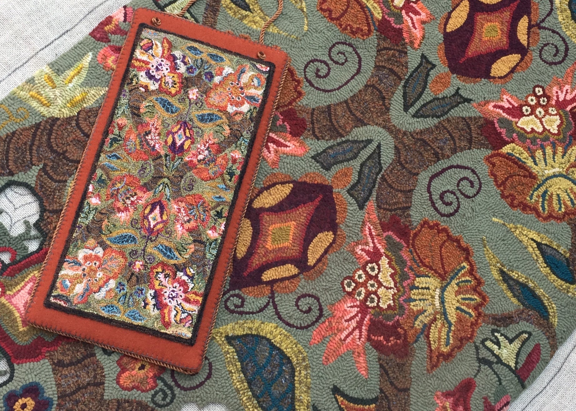Flourish 3060- Rug Hooking pattern on Linen, Floral Design by Orphaned Wool