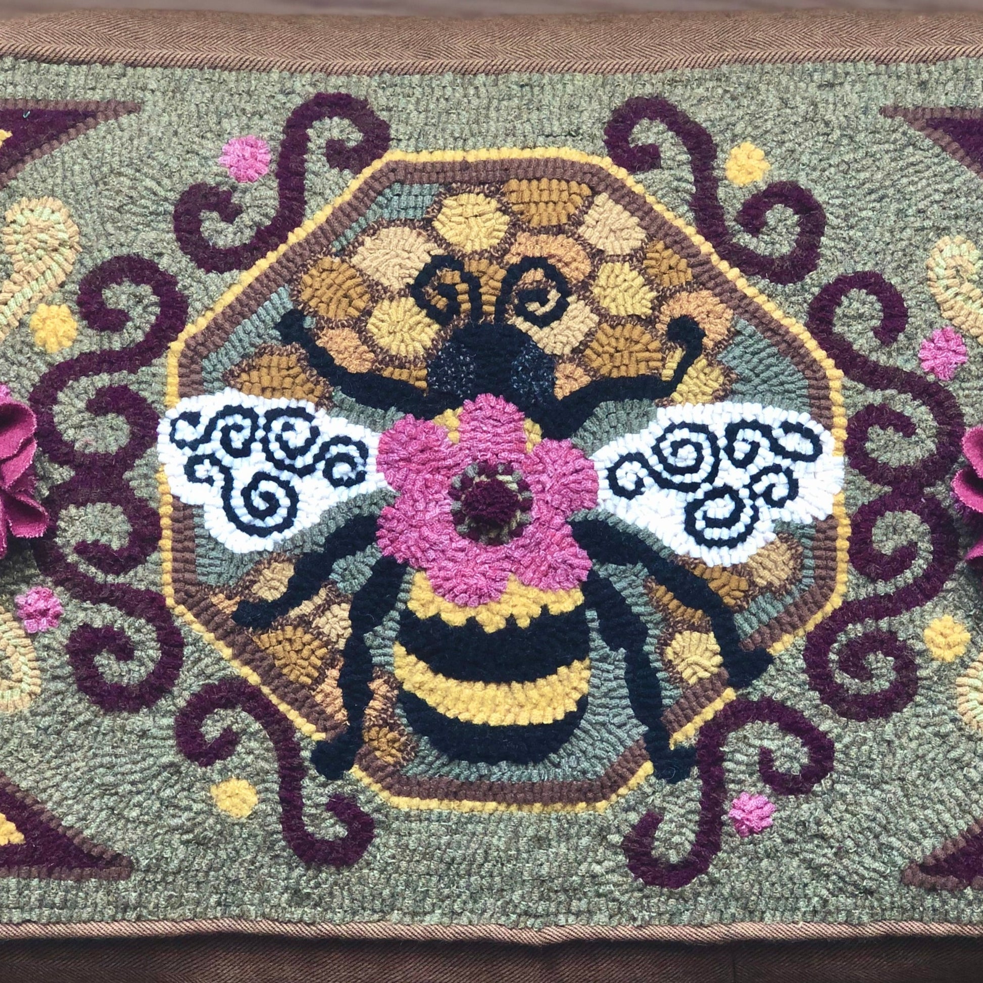 Bumblebee II- Rug Hooking Pattern on Linen, By Orphaned Wool