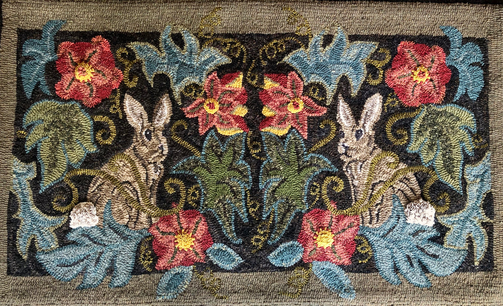 Rabbits in the Garden Rug Hooking Pattern | Woodland Linen Ready-to ...