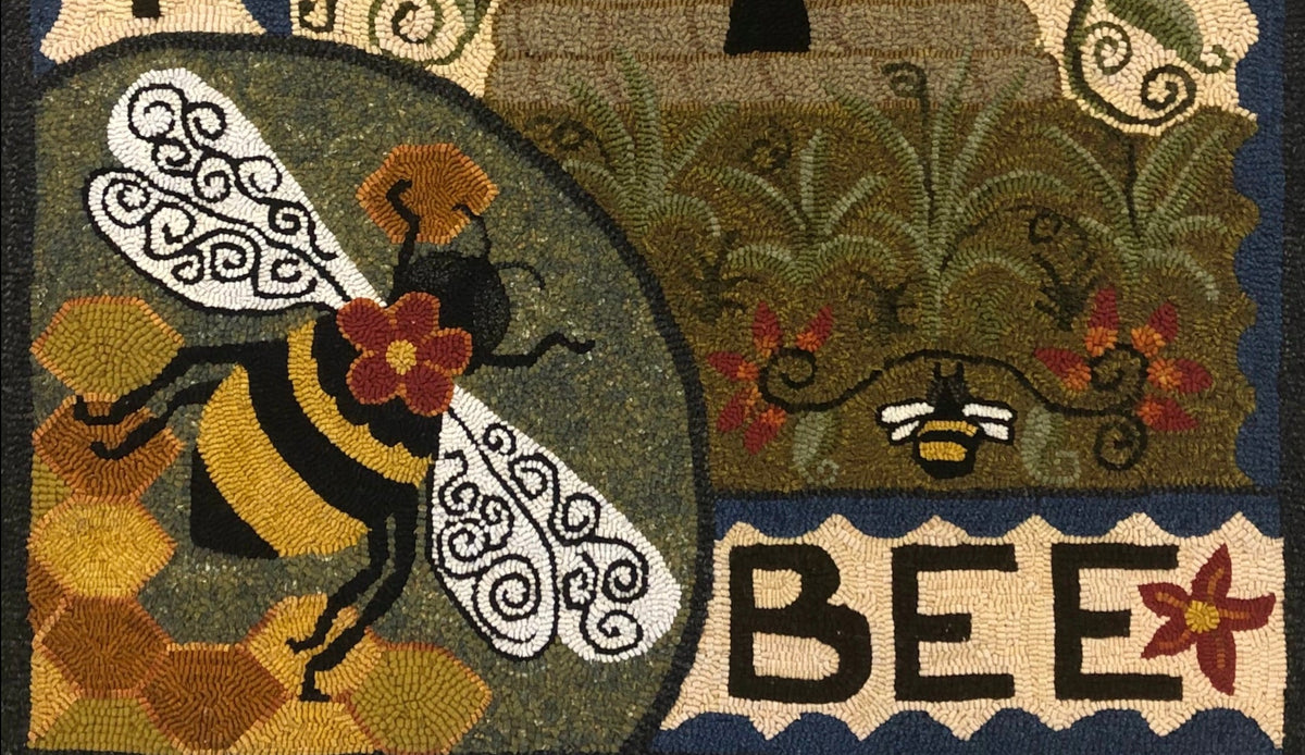 Bee Pattern Rug Honey Bee Rug Hooking Pattern – Bee & Honeycomb Design | Orphaned Wool ...