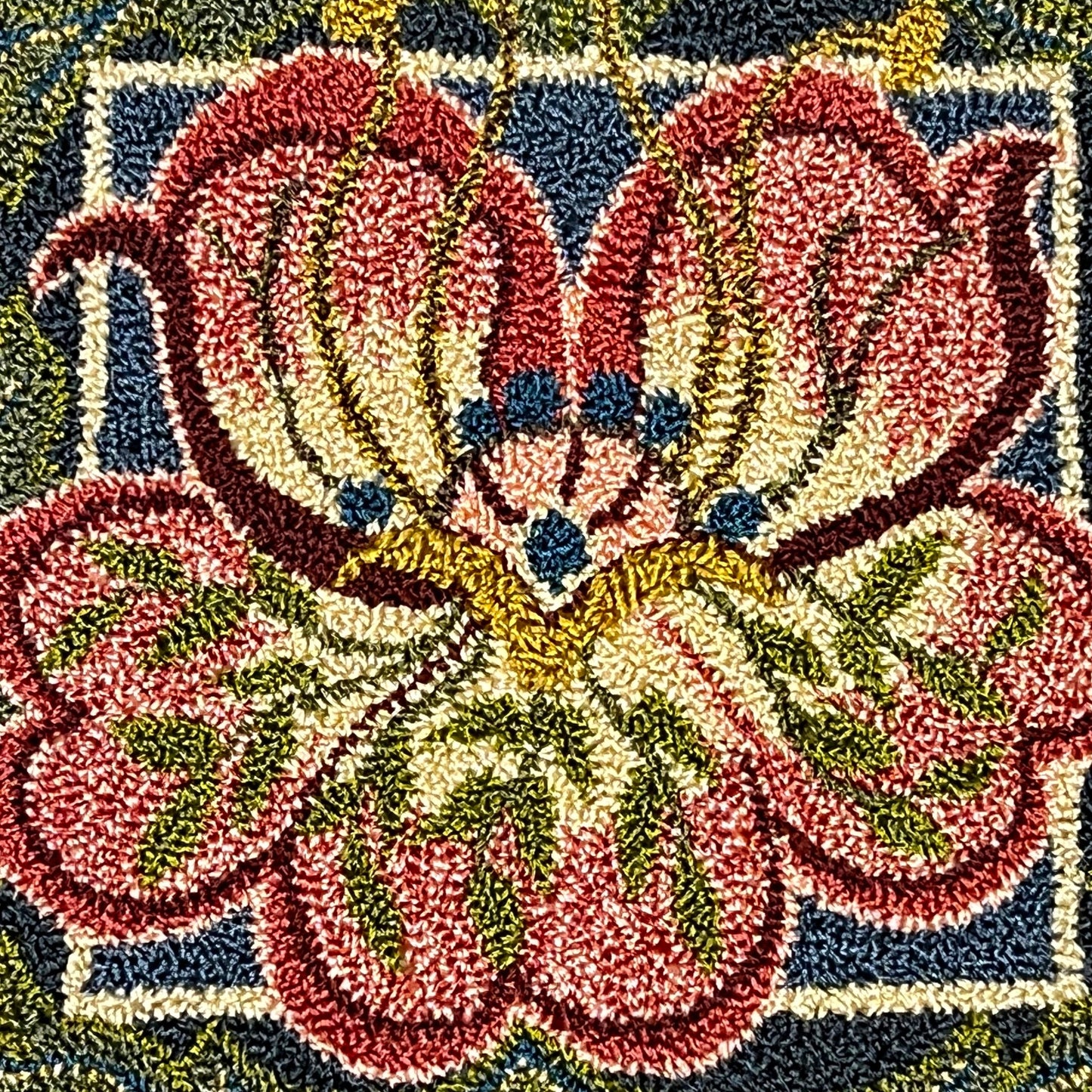Arise- Punch Needle Pattern, Beautiful Floral Design,By Orphaned Wool, Paper Pattern and Pattern on Weavers Cloth Format Options.