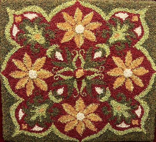 Serene- Rug Hooking or Rug Punch Needle Pattern by Orphaned Wool is hand-drawn on natural linen. This size pattern makes the perfect size pillow or table mat design.