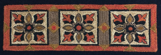 Large Trio- Linen Rug Hooking or Rug Punch Needle Pattern by Orphaned Wool. This pattern is available in two different sizes. makes a wonderful table runner or floor runner rug.