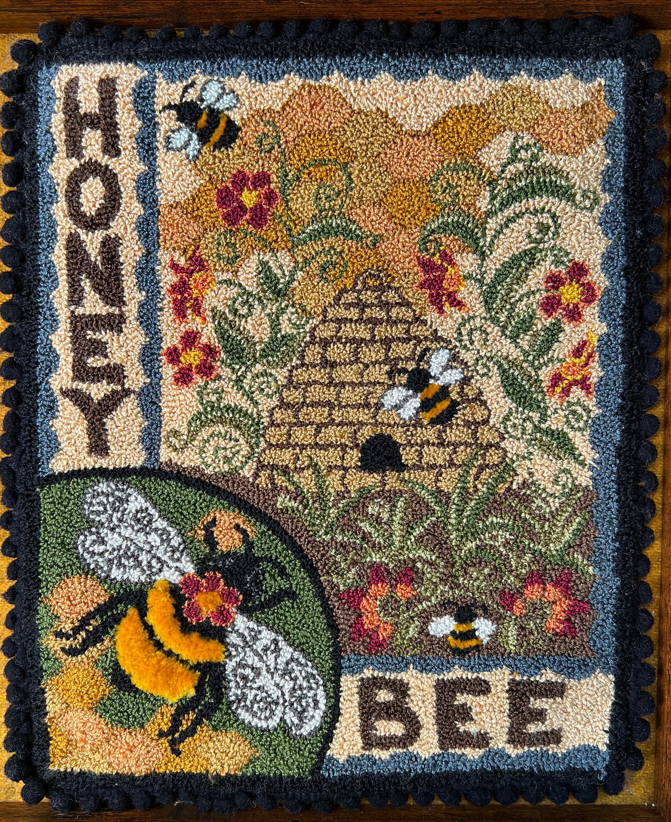 Honey Bee Punch Needle Pattern - Floral Bee Design | Orphaned Wool ...