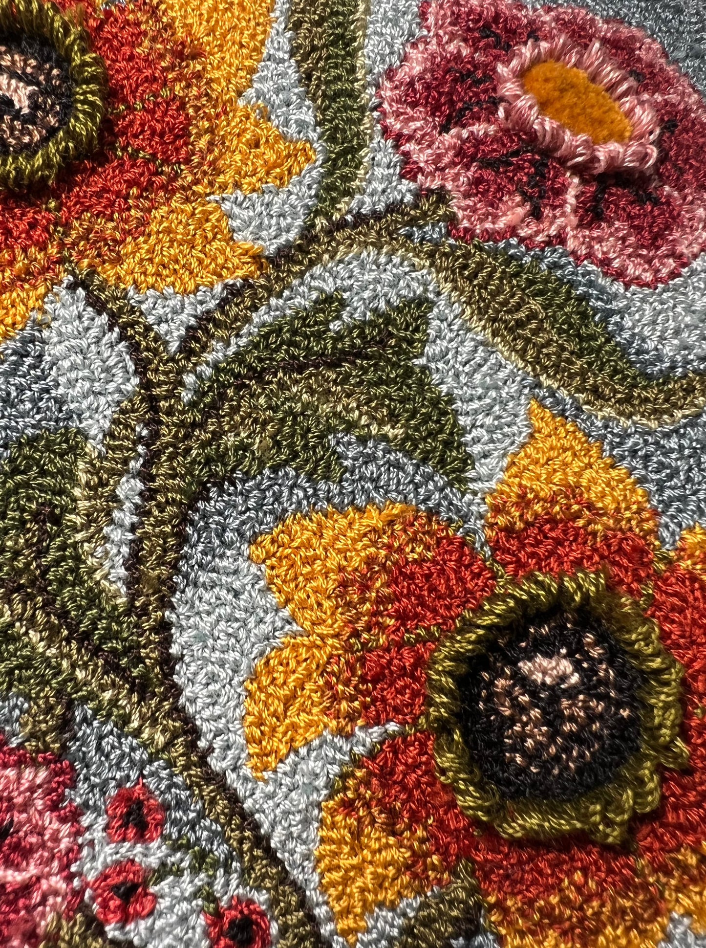 Autumn Sky- Punch Needle Pattern, Floral Design by Orphaned Wool. Paper Pattern and Pattern on Weavers Cloth Format Options