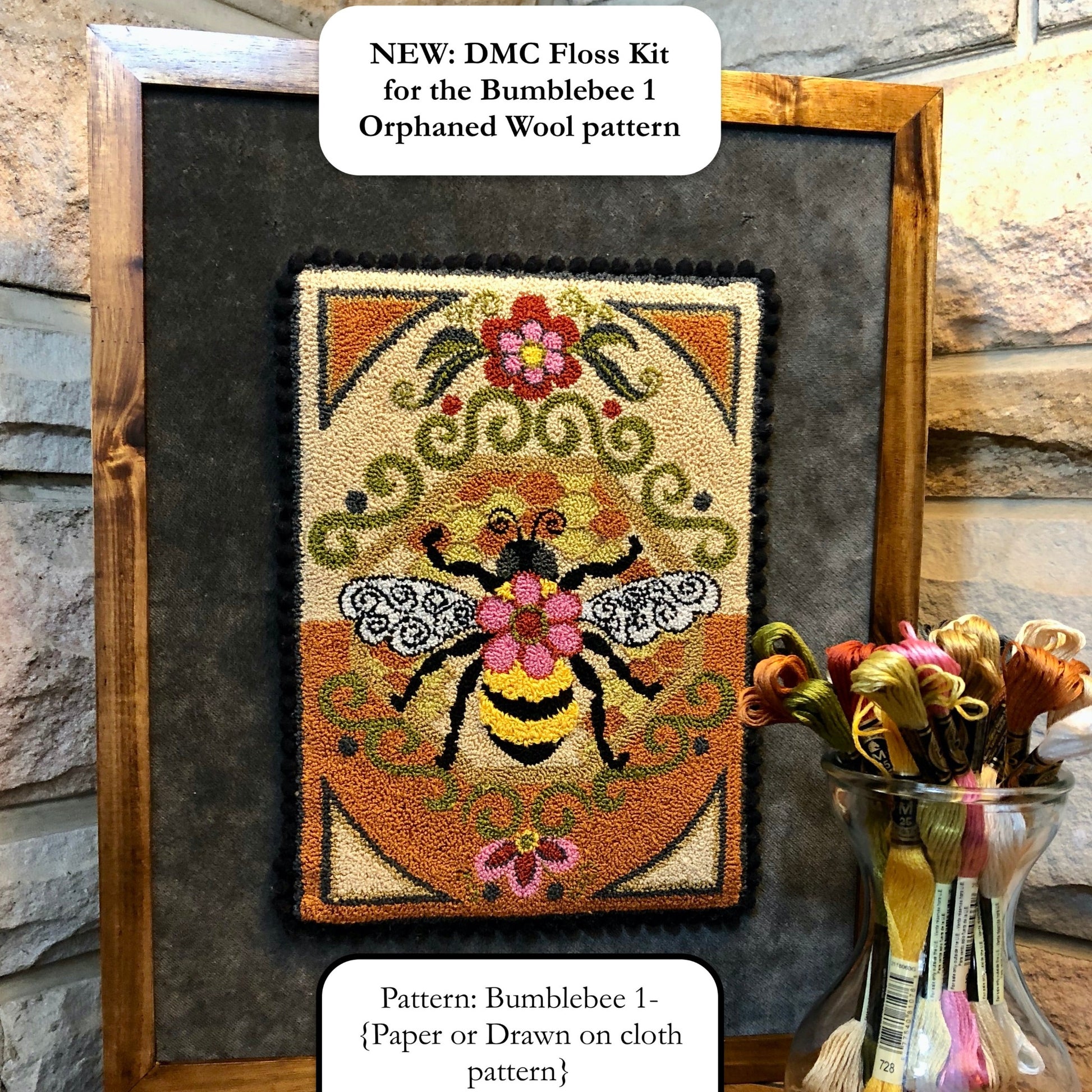 Bumblebee I - Punch Needle PDF Digital Download Pattern, by Orphaned Wool