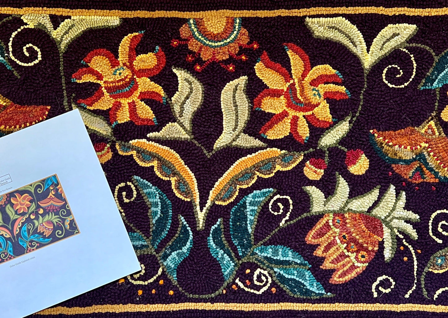 Awakening 1428 -Rug Hooking PDF Digital Download Mirrored Floral Pattern, by Orphaned Wool