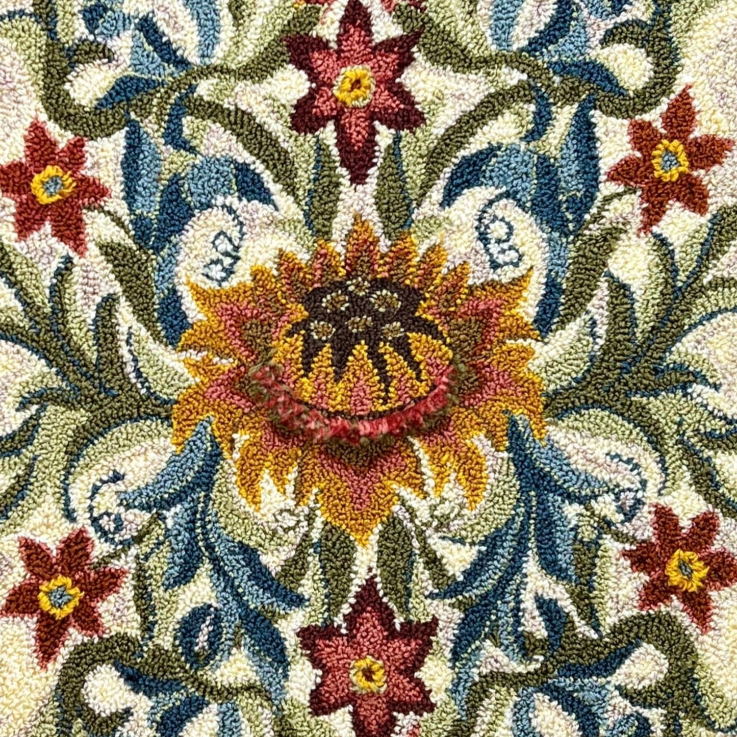 Delight- Paper Rug Hooking or Rug Punch Needle Pattern by Orphaned Wool. This is a timeless floral design inspired by the Arts and Crafts movement. The curved edges create an elegance to the design. This is a paper pattern that is formatted to be enlarged. You can choose what size Delight pattern you wish to create with this paper pattern. Copyright 2022- Kelly Kanyok / Orphaned Wool.