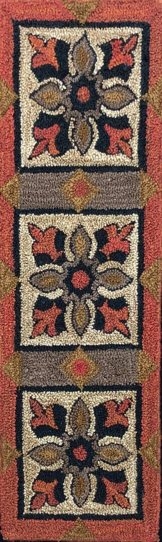 Large Trio- Paper Rug Hooking or Rug Punch Needle Pattern by Orphaned Wool. This pattern makes a wonderful table runner or floor runner rug. Paper Pattern was designed to be enlarged and allows  you to customize the size pattern you want to create.