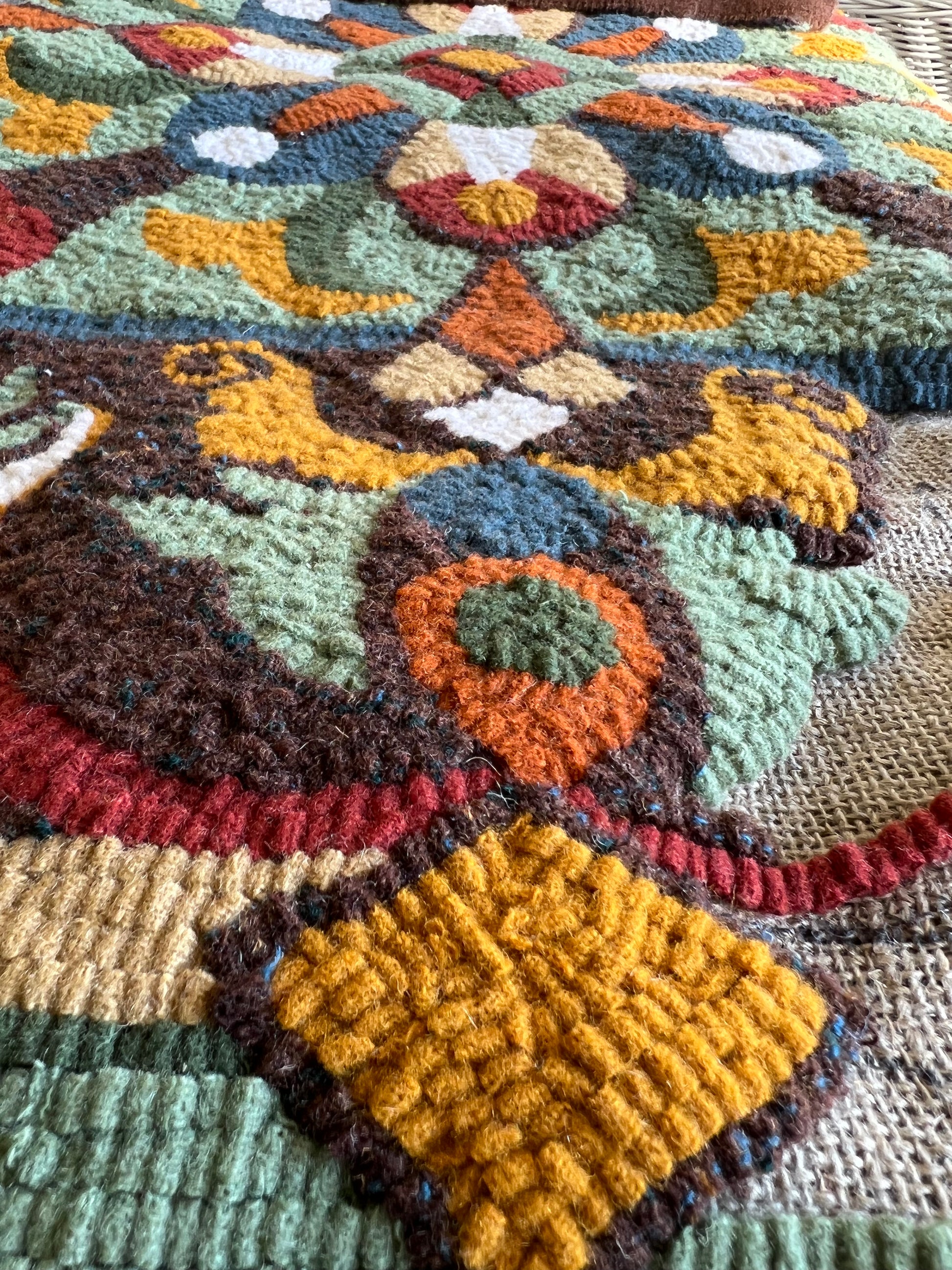 Majestic Rug Hooking Pattern - Jewel Tone Geometric Design | Orphaned ...