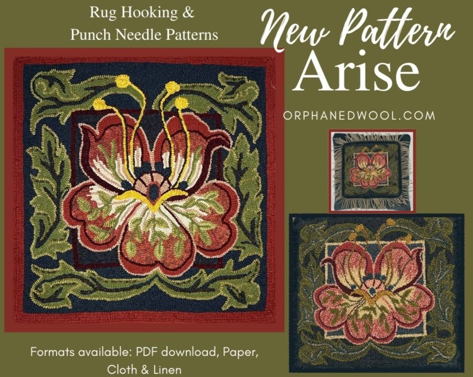 Arise-Punch Needle Pattern, PDF Digital Download Pattern, Beautiful Floral Design, by Orphaned Wool.