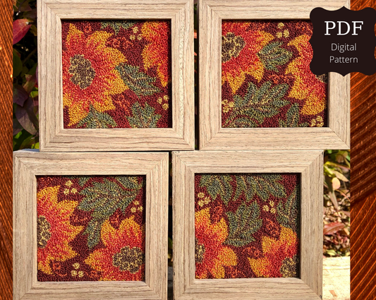 Autumn Glow- Set of 4 Punch Needle PDF Digital Download Patterns, by Orphaned Wool