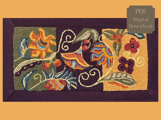 Awakening 818- Rug Hooking PDF Digital Download Floral Pattern, by Orphaned Wool