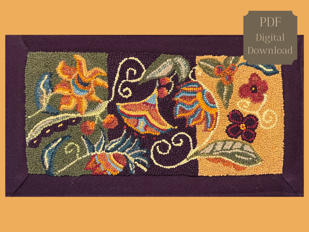 Awakening #818 Rug Hooking Pattern PDF | Enlargeable Floral Runner ...