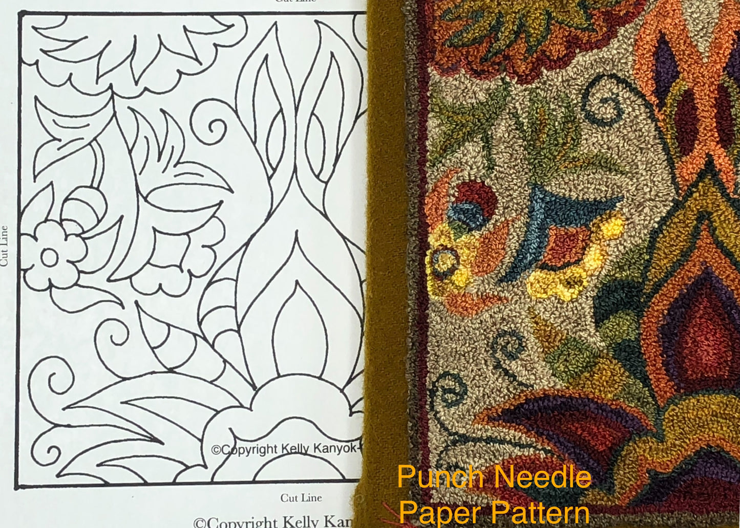 Flourish 1214-Punch Needle Pattern, Paper and Cloth Patterns, by Orphaned Wool