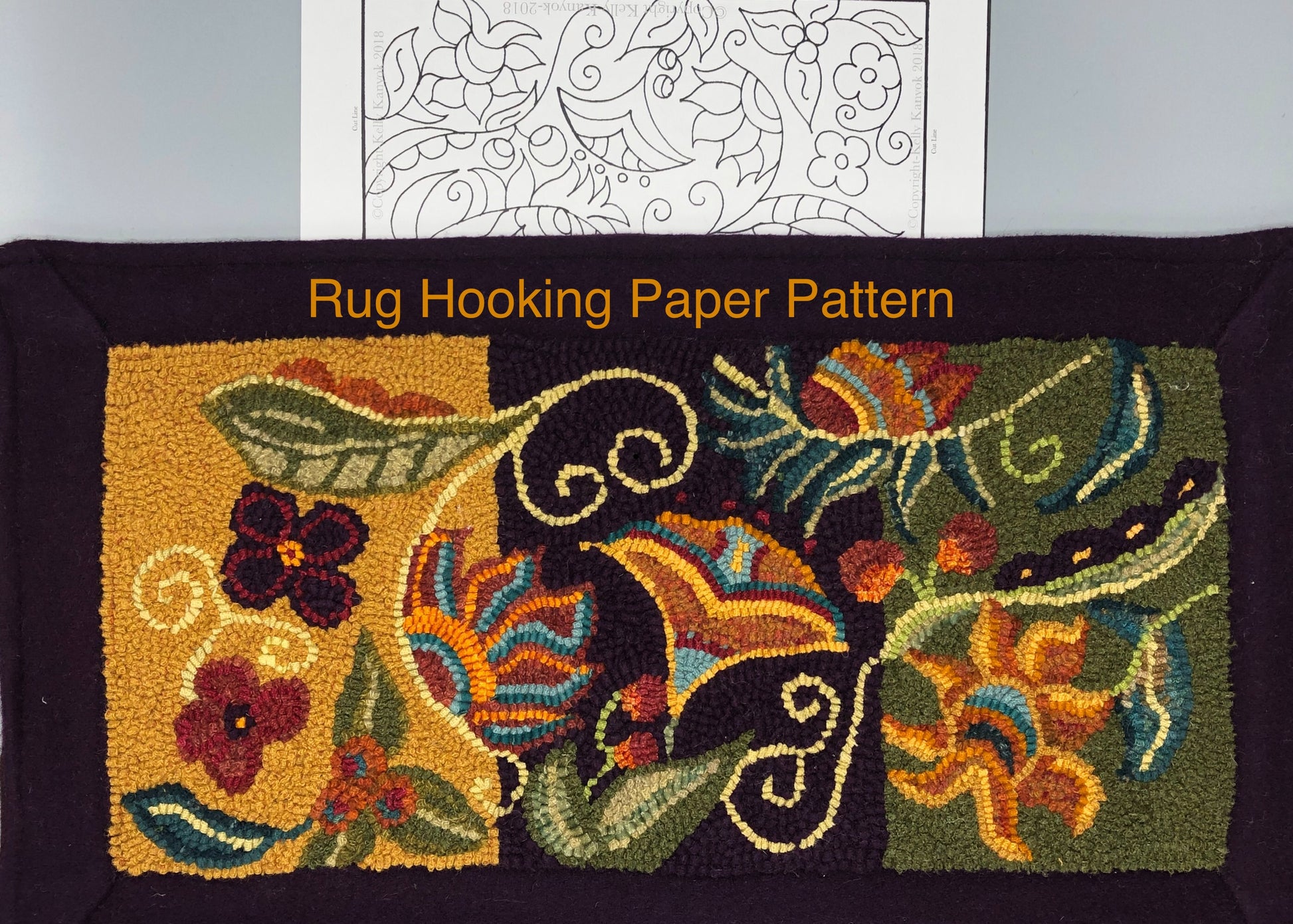 Awakening 818- Rug Hooking Paper Pattern, Floral Design, by Orphaned Wool