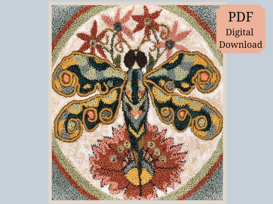 Dragonfly- Rug Hooking PDF Digital Download Pattern, by Orphaned Wool