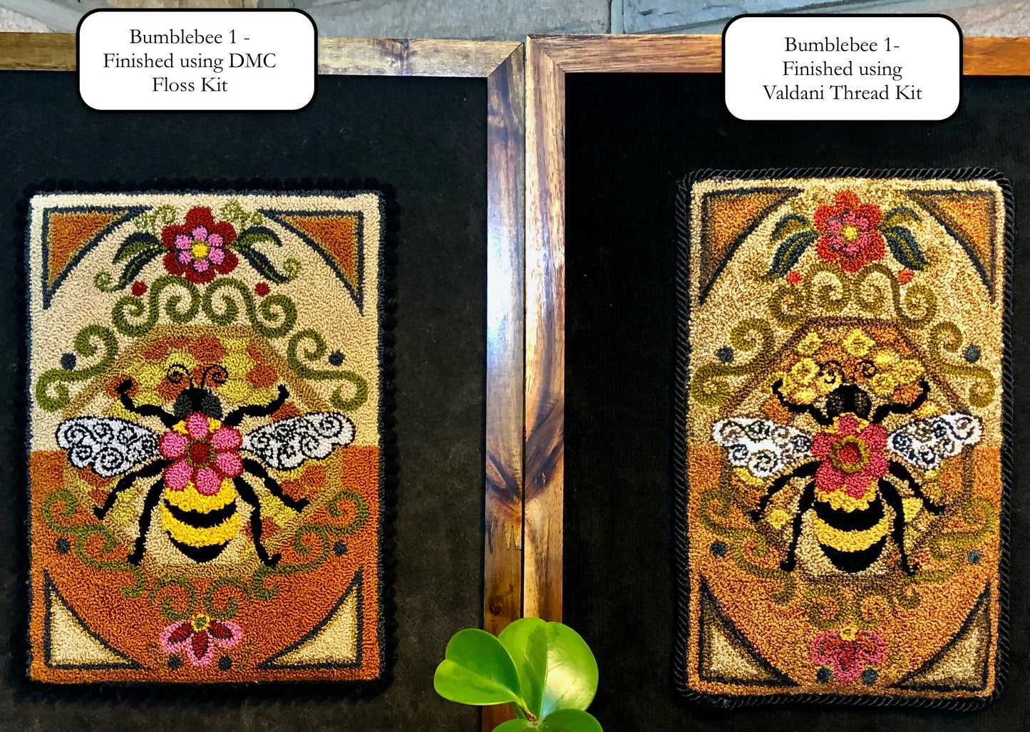 Bumblebee I- Punch Needle Pattern, Paper and Cloth Patterns, custom DMC and Valdani Thread Kit
