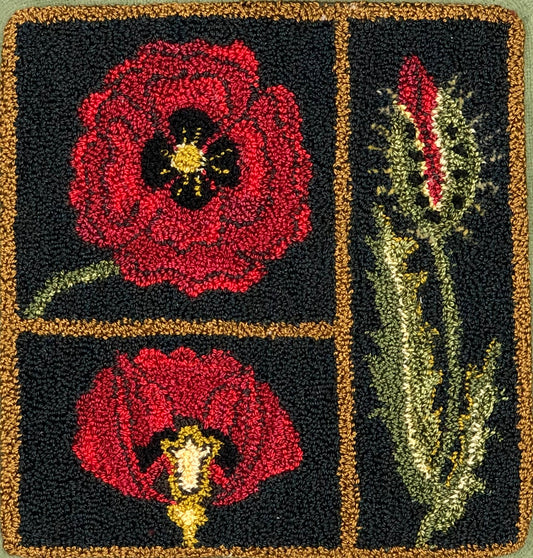 Poppy, Paper Rug Hooking or Rug Punch Pattern. Paper Patterns are formatted to be enlarged allowing you to create a custom size pattern. by Orphaned Wool 