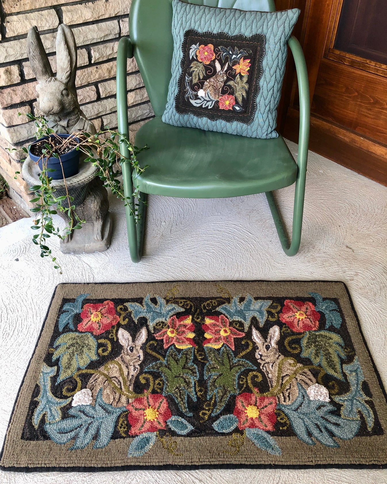 Rabbits in the Garden-Linen Rug Hooking Pattern – Orphaned Wool