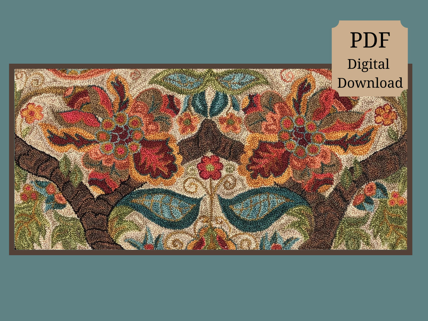 Flourish #1632-PDF Rug Hooking Pattern-Digital Download
