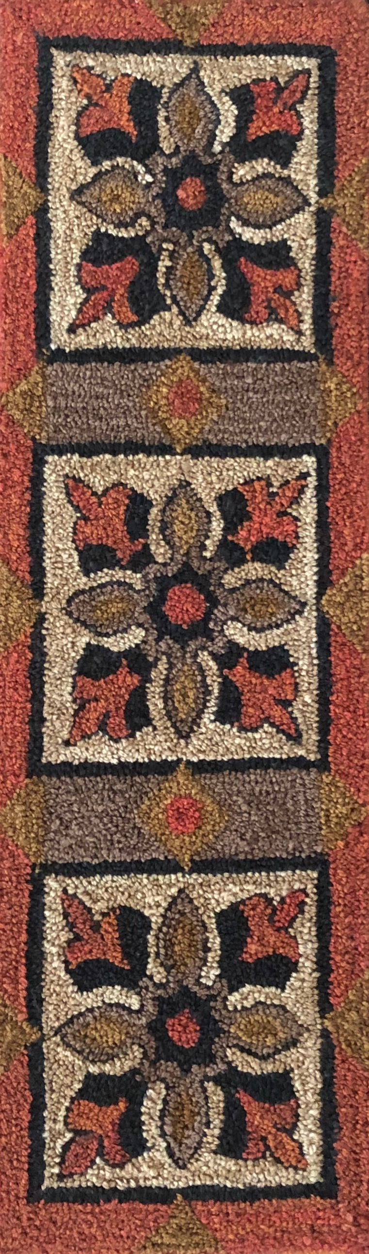 Large Trio- PDF Digital Download Rug Hooking or Rug Punch Needle Pattern by Orphaned Wool. This is a simple by sophisticated design. Makes a fantastic floor runner or tabletop runner. Paper Pattern designed to be enlarged, perfect for creating a custom size pattern.
