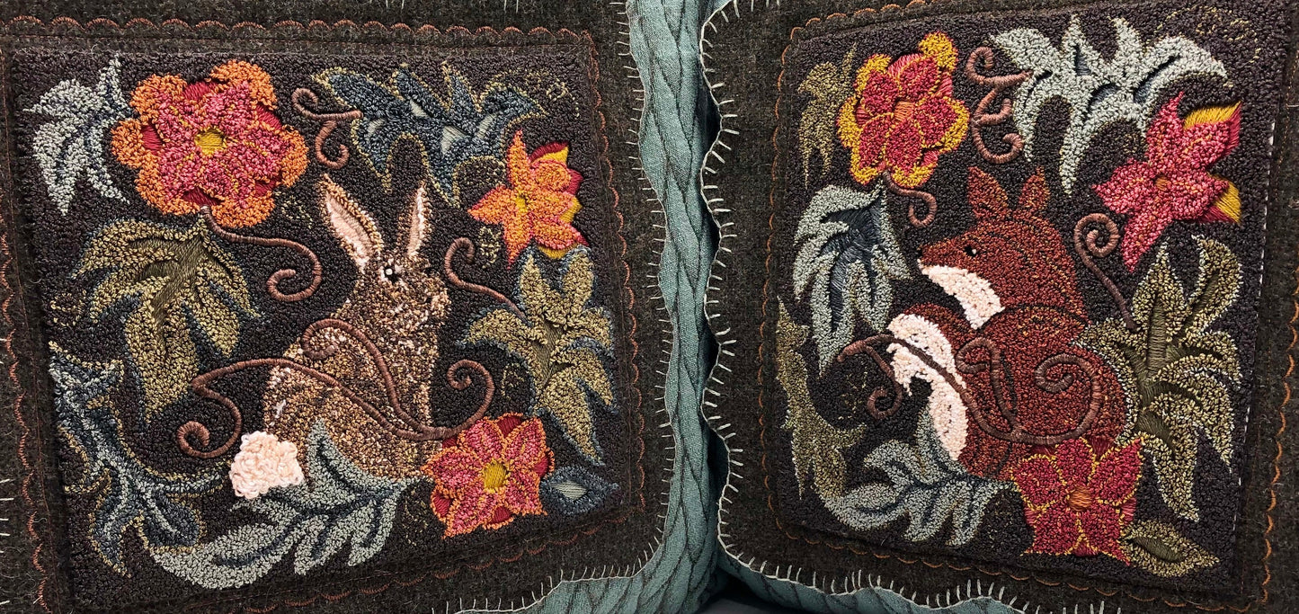 Garden Fox- Rug Hooking PDF Digital Download Pattern, floral and fox design, by Orphaned Wool