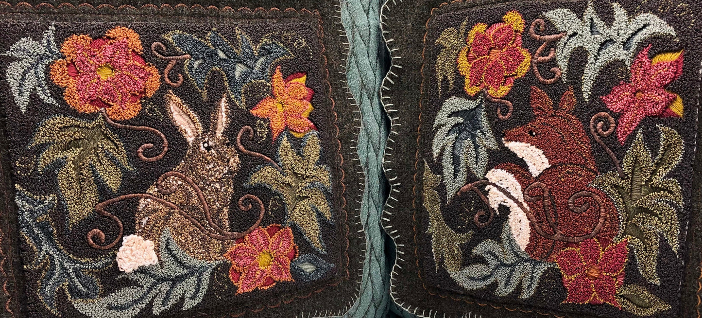 Garden Rabbit PDF Digital Download Rug Hooking Pattern, by Orphaned Wool. Beautiful Rabbit with Flowers and Leaves surrounding him. Perfect for rug hooking or rug punching with the Oxford punch Needle. Garden rabbit has a companion piece called Garden Fox