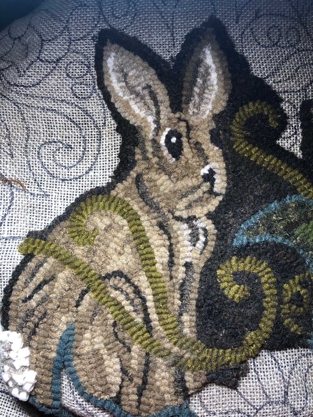 Garden Rabbit Rug Hooking Pattern PDF| Enlargeable Woodland Design ...