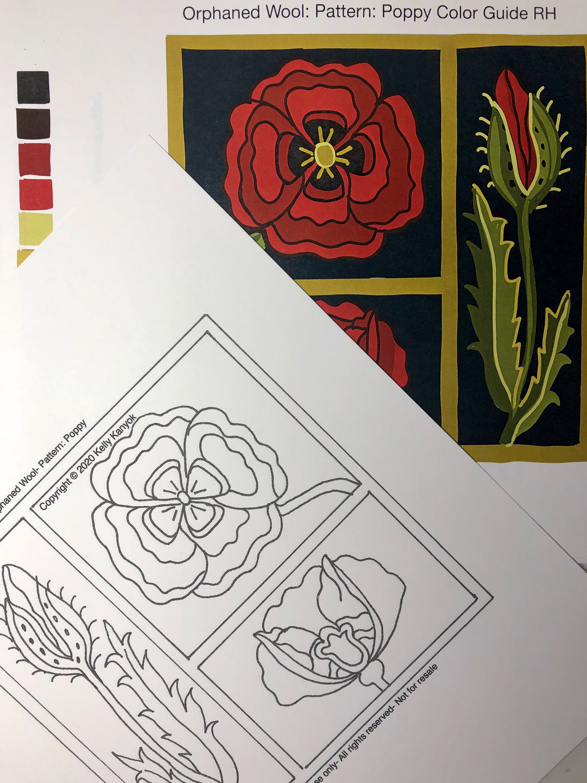 Paper Rug Patterns Poppy Rug Hooking Pattern - Botanical Floral Design | Orphaned Wool ...