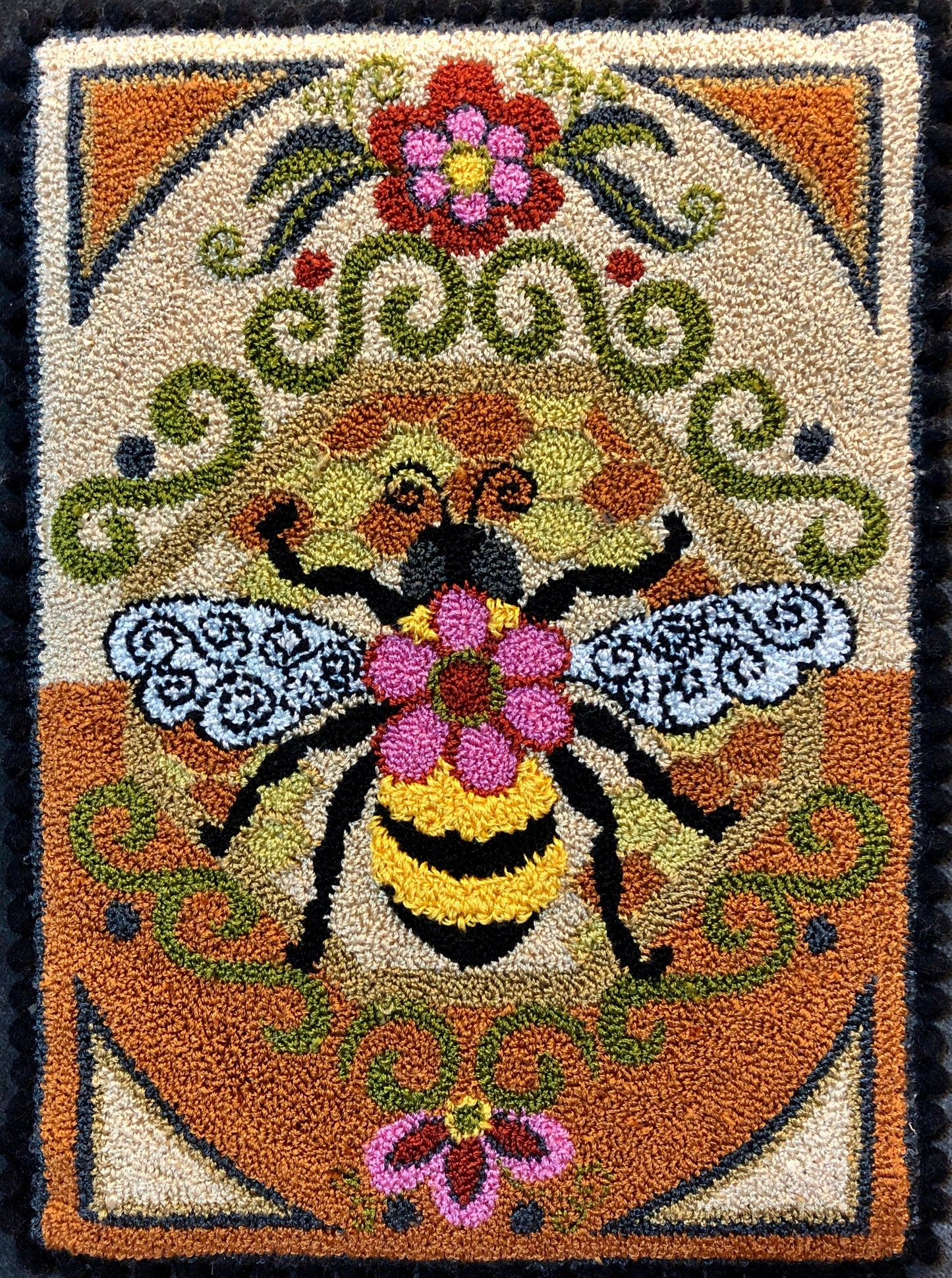 Bumblebee I- Rug Hooking Pattern on Linen, by Orphaned Wool