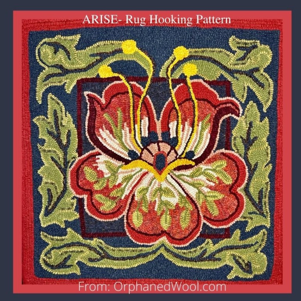 Arise-Rug Hooking Pattern, PDF Digital Download Pattern, Beautiful Floral Design by Orphaned Wool