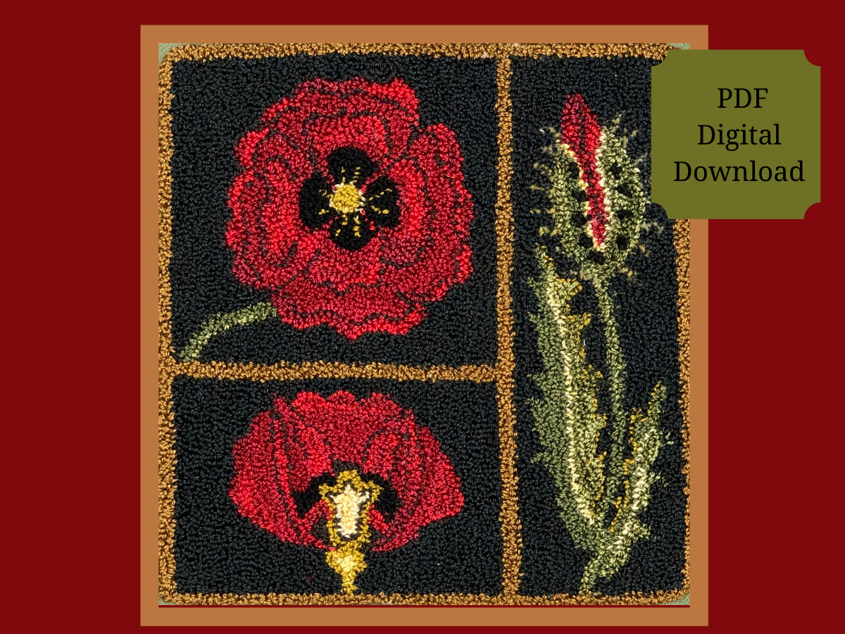 Poppy Rug Hooking Pattern PDF | Enlargeable Botanical Floral Design ...