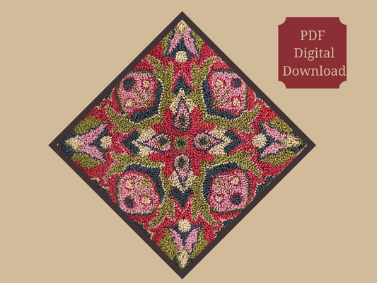 Red Diamond- PDF Digital Download Punch Needle Pattern by Orphaned Wool. This lovely design is a lovely thread punch needle design to create.